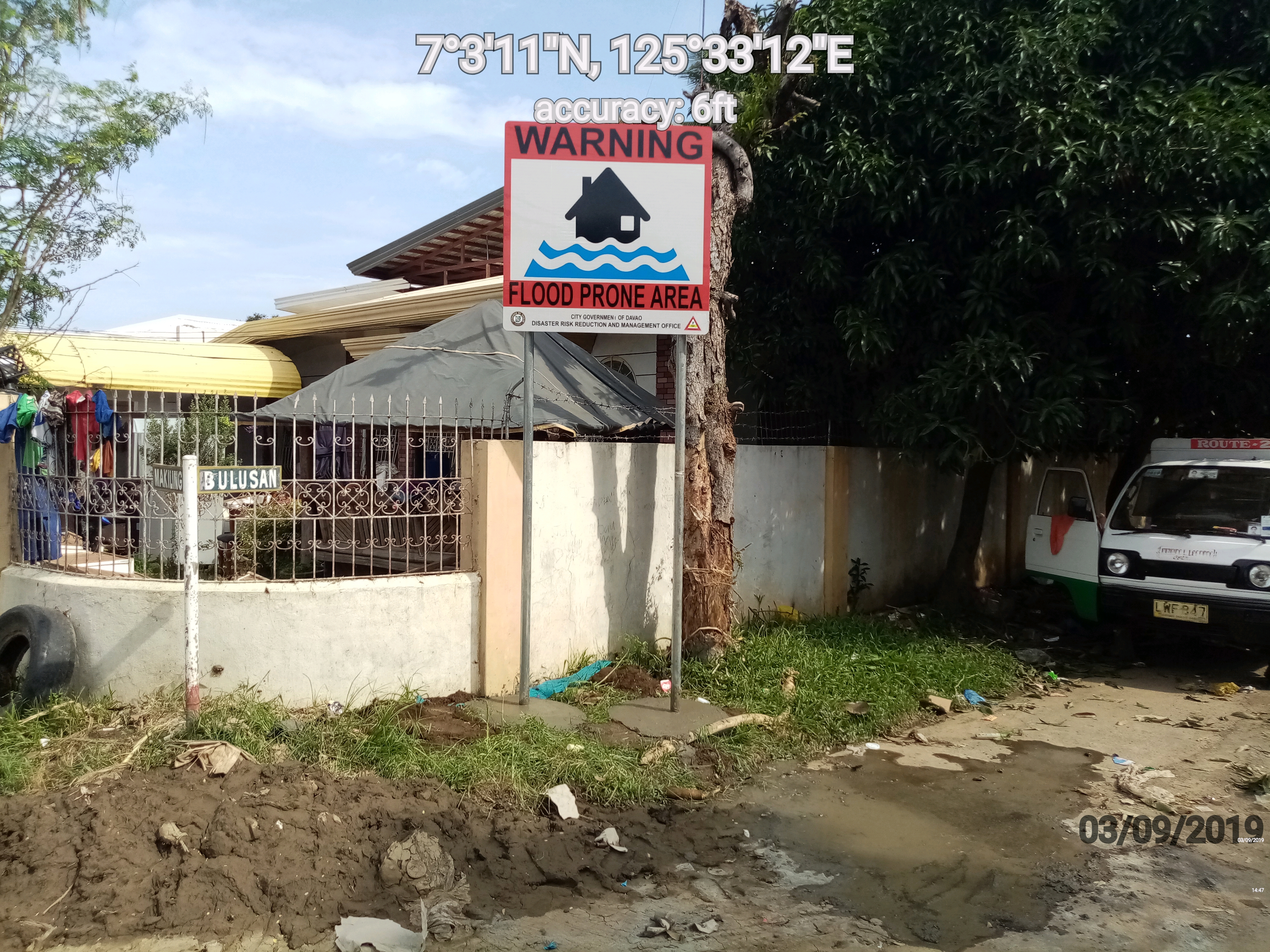 Installing of Flood Prone Area Warning Signage at Teachers' Village, Matina Aplaya